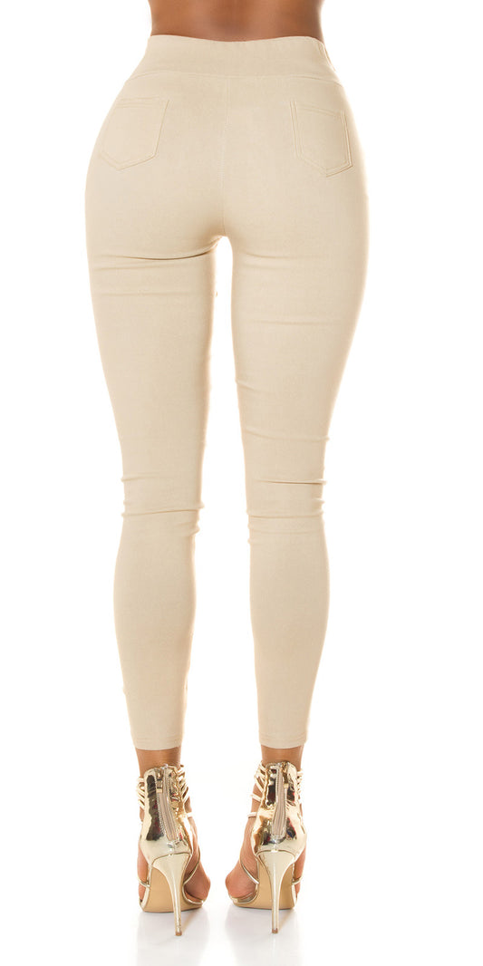 Pantalon taille haute sexy avec boutons pression