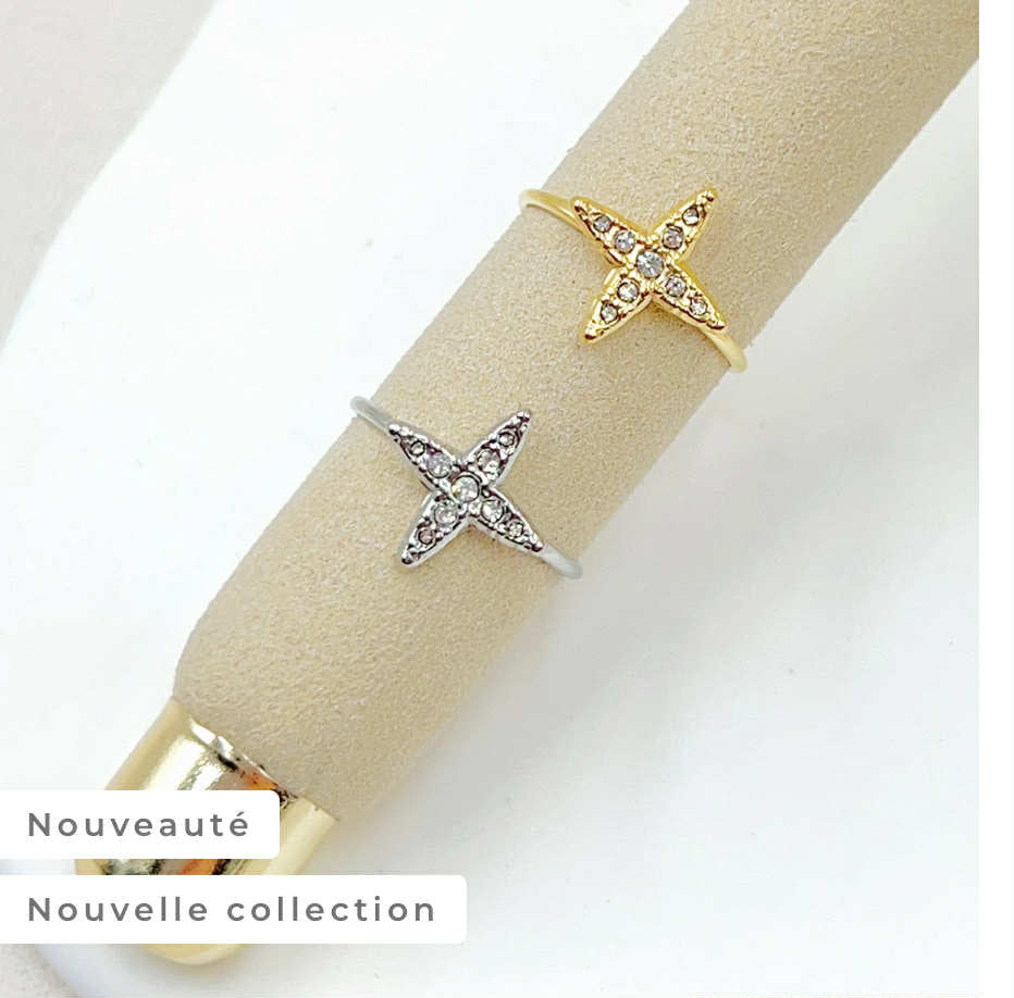 BAGUE étoile AJUSTABLE EN ACIER INOXYDABLE