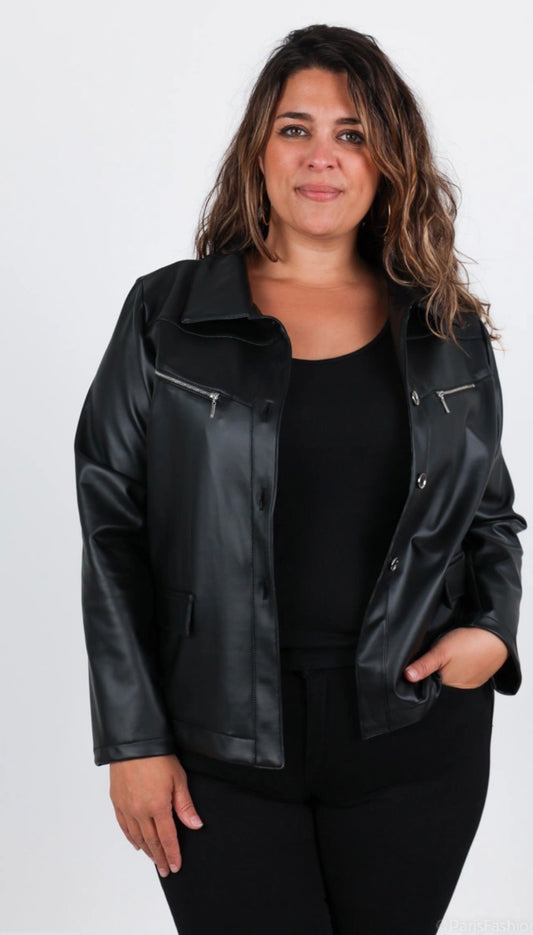 Veste en simili cuir grande taille