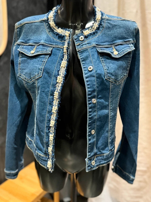 Veste jeans Sara perlé sur les bords