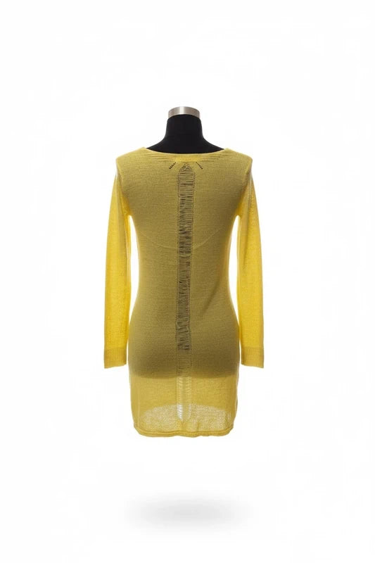Pull haut bas sexy au look détruit SAUMON/JAUNE taille unique