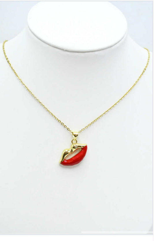Collier bouche strass en acier inoxydable