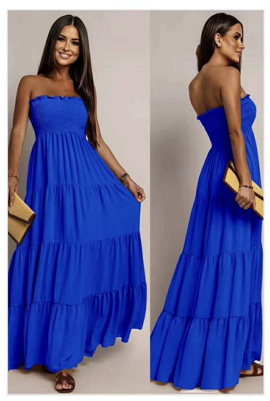 Longue robe Magique bustier à volant ISSYMA