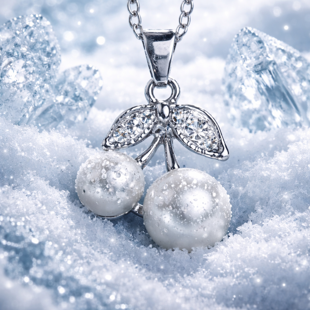 Collier cerise perles Blanche