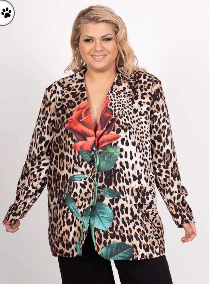 Amy&Clo - Blazer plus size imprimé léopard avec fleur