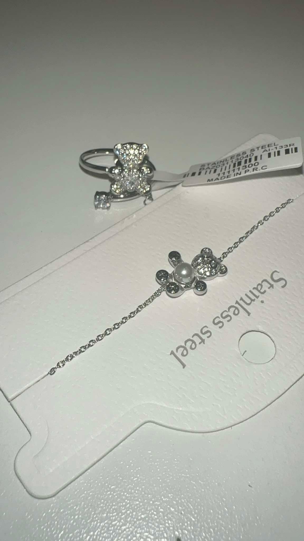 Bague nounours ajustable en acier inoxydable