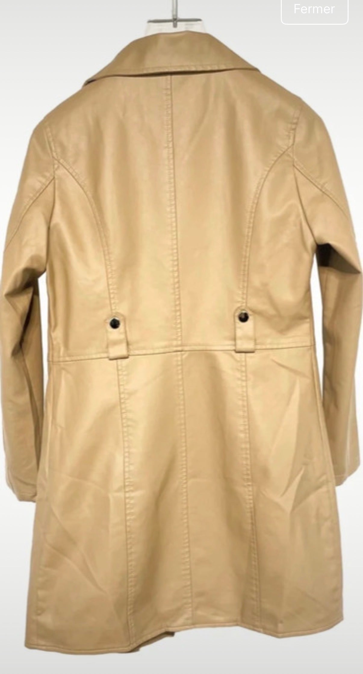 Veste mi-longue en similicuir Camel