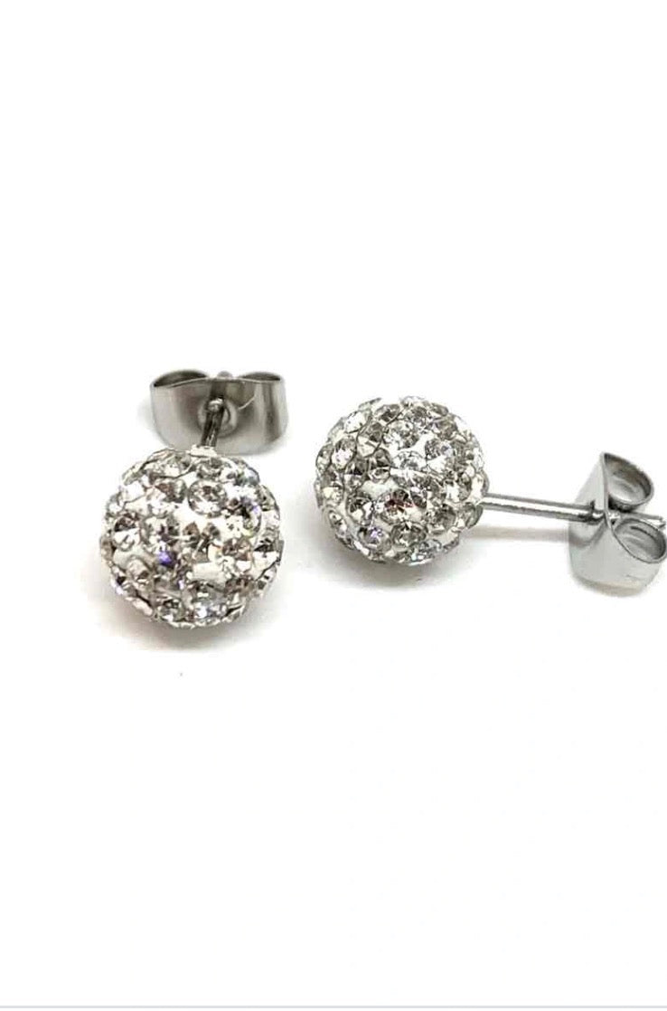 Boucle d’oreille boule strass 8mm
