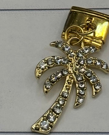 Charm pendentif Or strass Star palmier