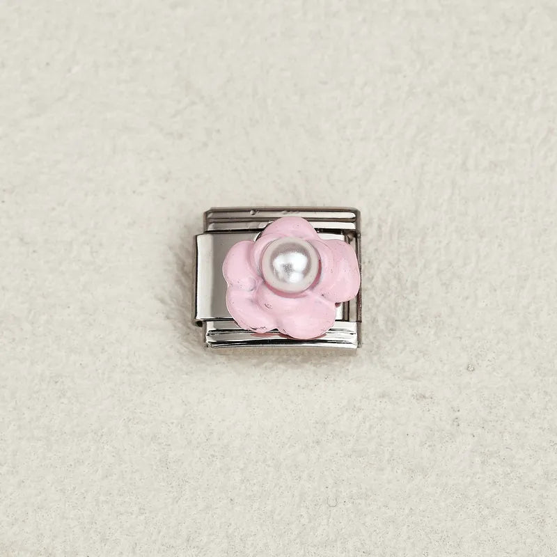 Module argenté fkeur Rose a perle