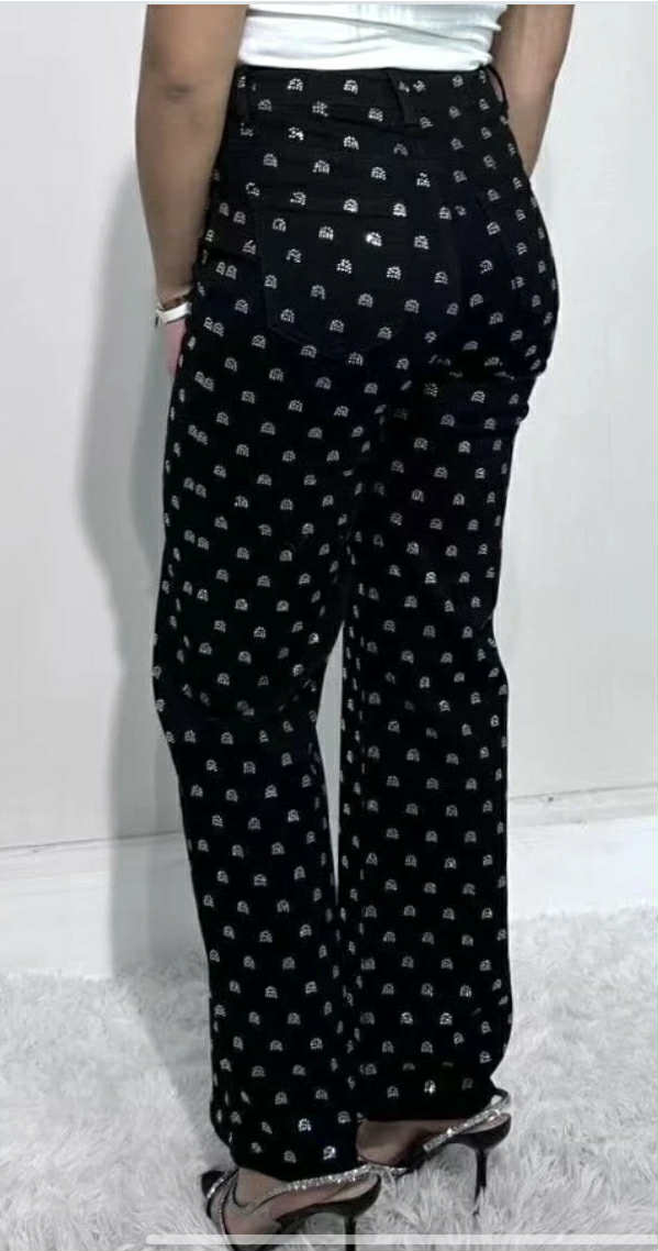 Jeans strass noir Soy-Co