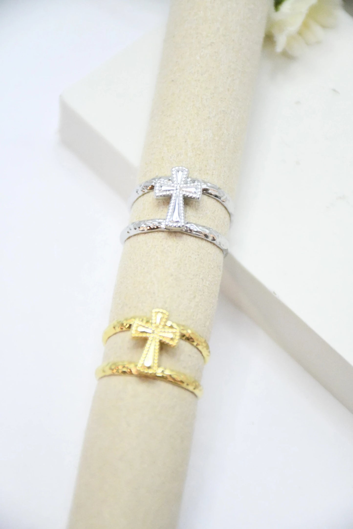 Bague double avec croix
