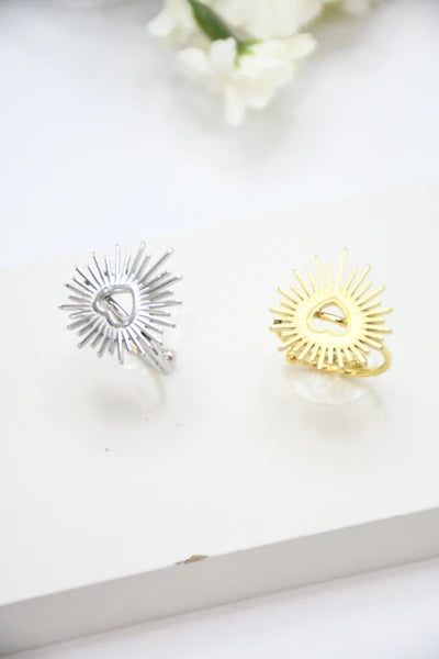 Bague cœur soleil ROSA en acier inoxydable ajustable