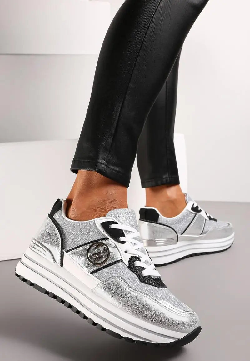 baskets Argenté compensées avec un boucle Mulanka