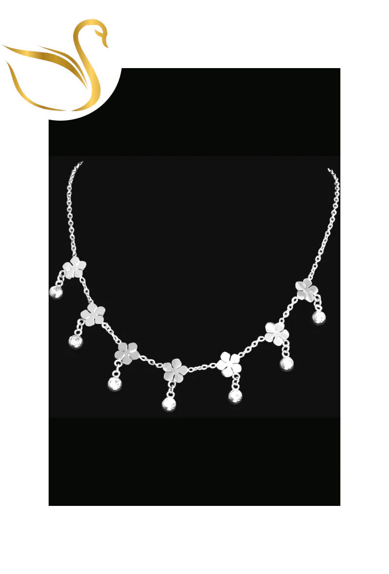 Collier fleurs et strass pendentif Argenté Emma Fantaisies