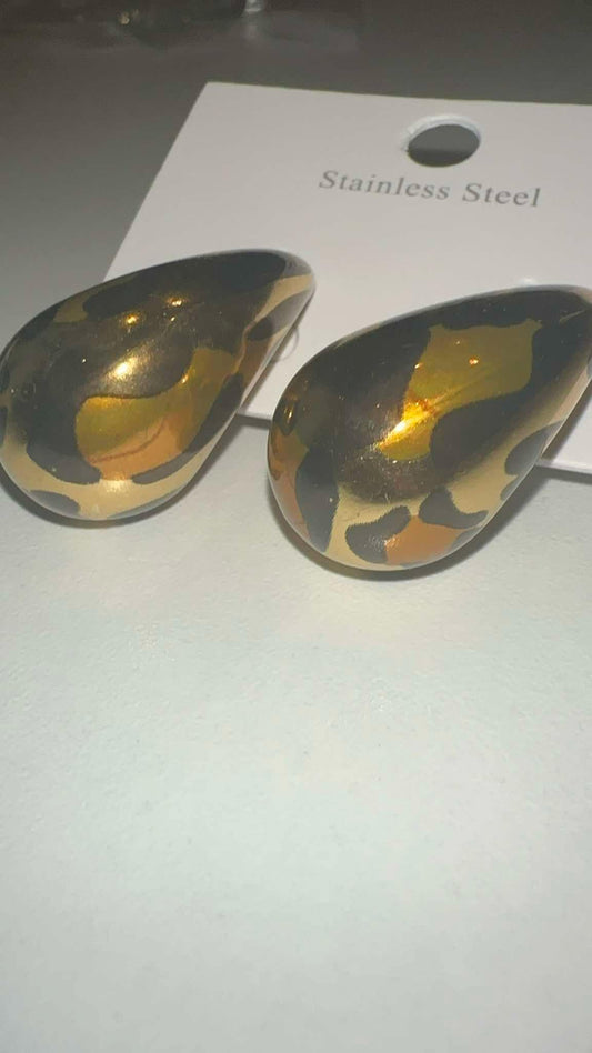 Boucles d'oreilles léopard en acier inoxydable