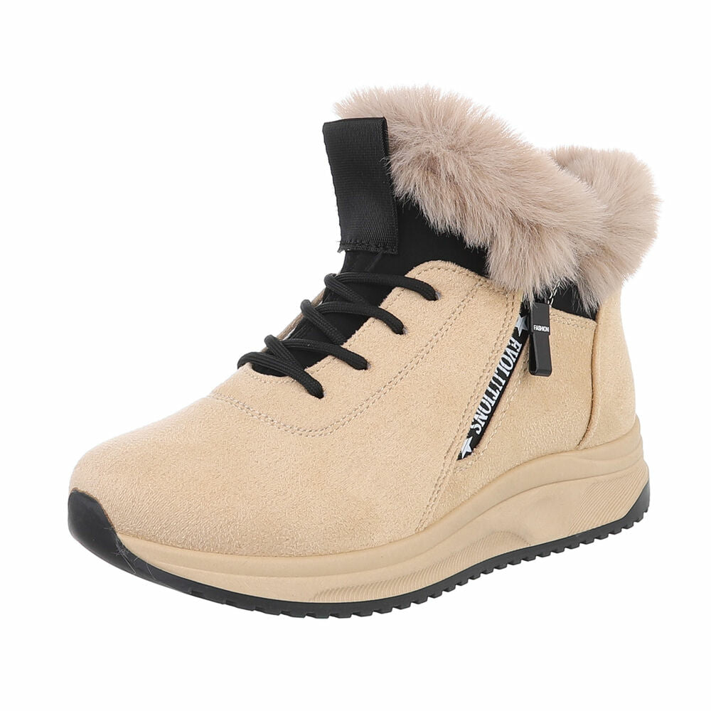 basket fourrée bottine daim beige