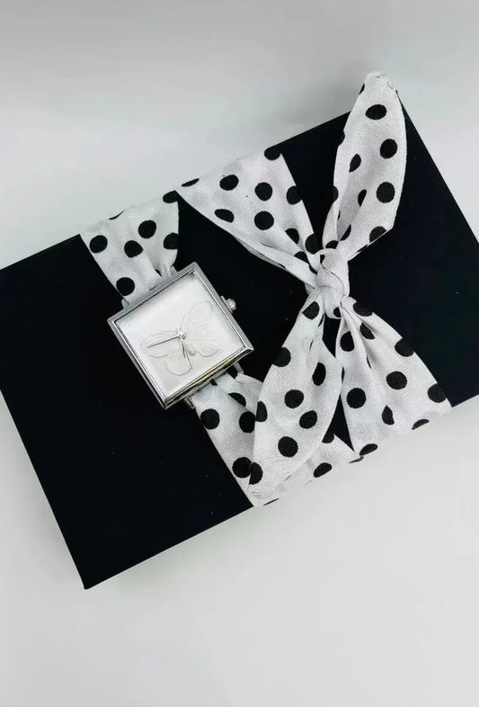 Montre foulard blanc a pois Michael John Montres