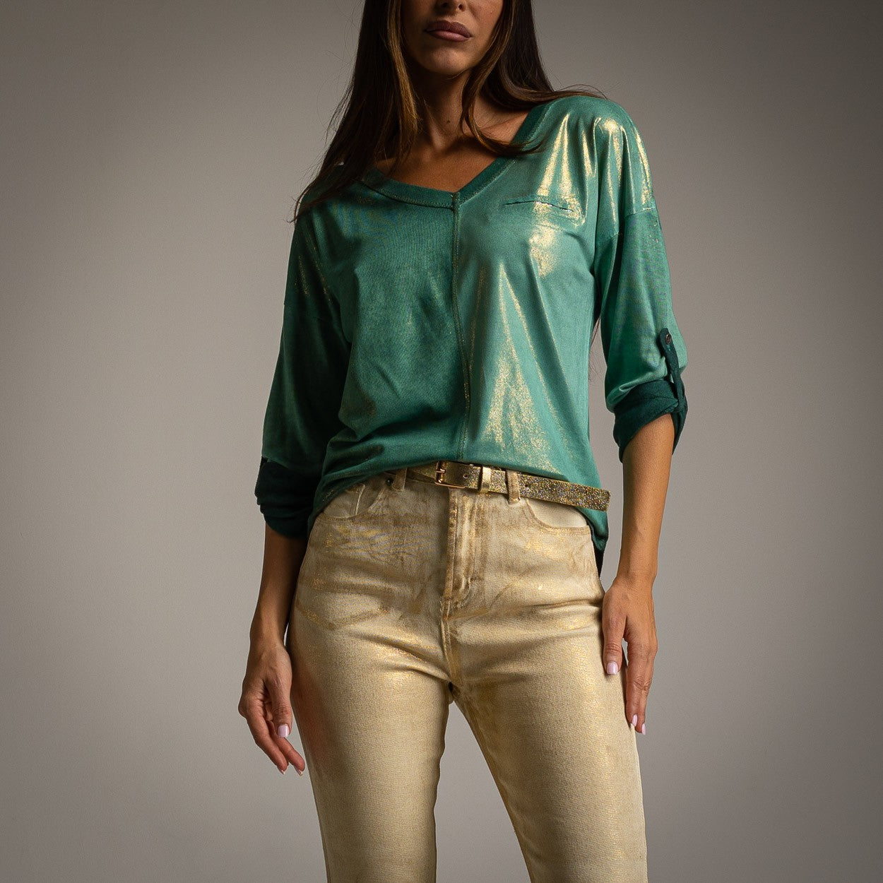 T.SHIRT COU EN V LUREX