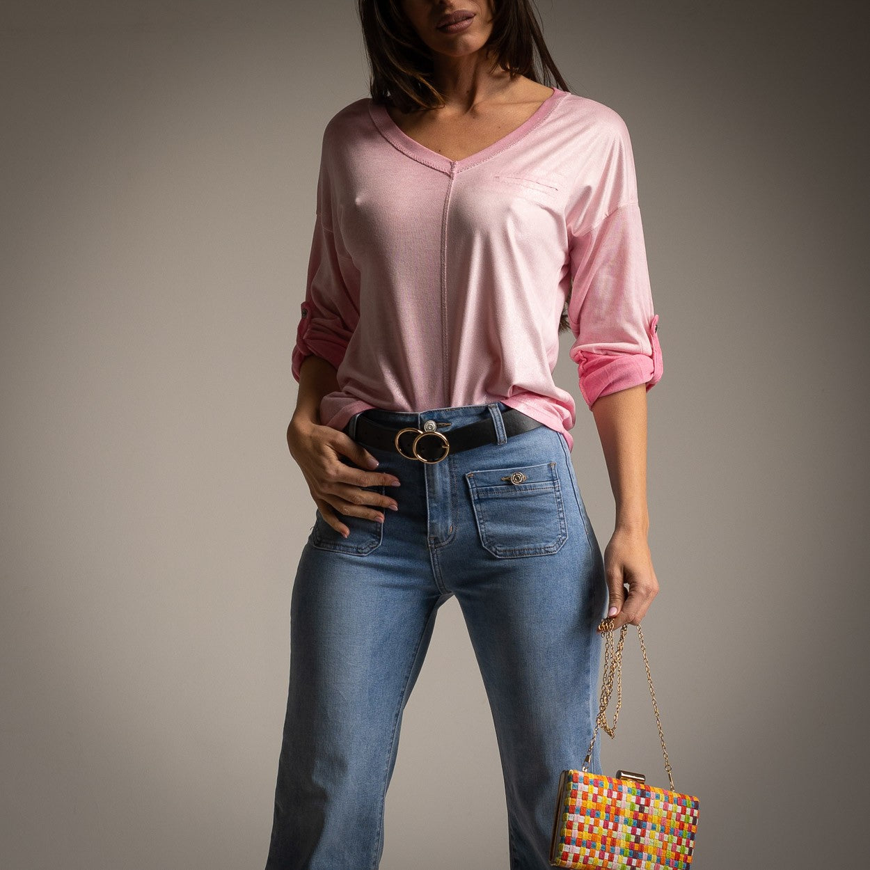 T.SHIRT COU EN V LUREX