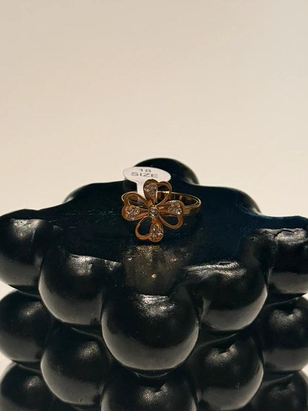 Bague anti-stress tournante 18mm trèfle doré