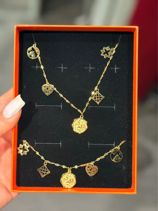 Coffret orange cadeaux parure bijoux breloque