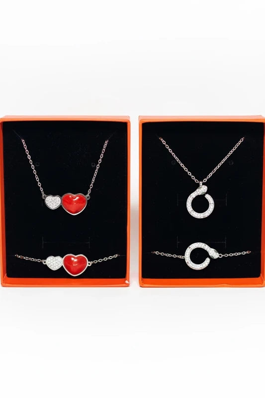 Coffret cadeaux serpent ou double cœur parure bijoux