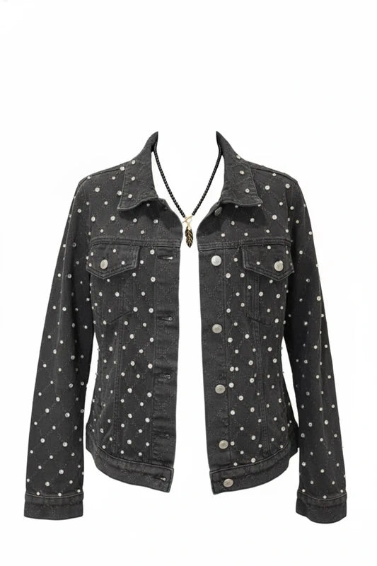 Veste en denim fantaisie strass