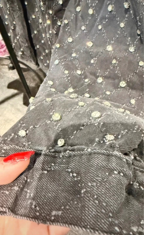 Veste en denim fantaisie strass