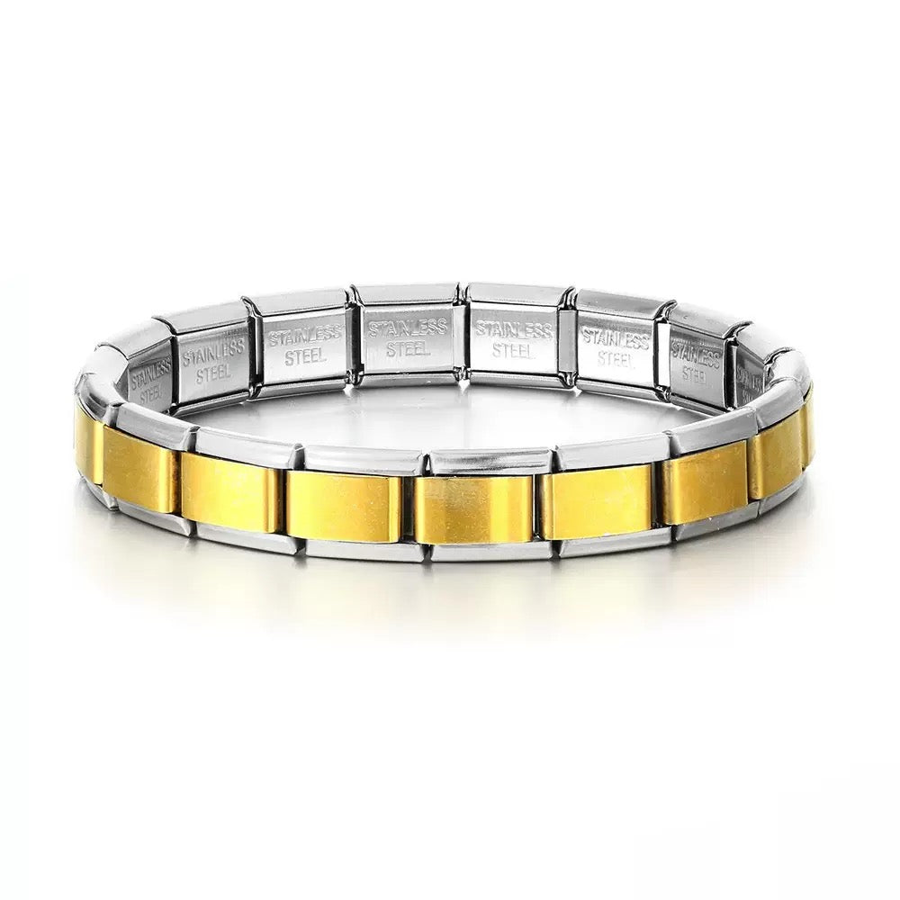 Bracelet Italien Duo Doré, extrémités Argenté