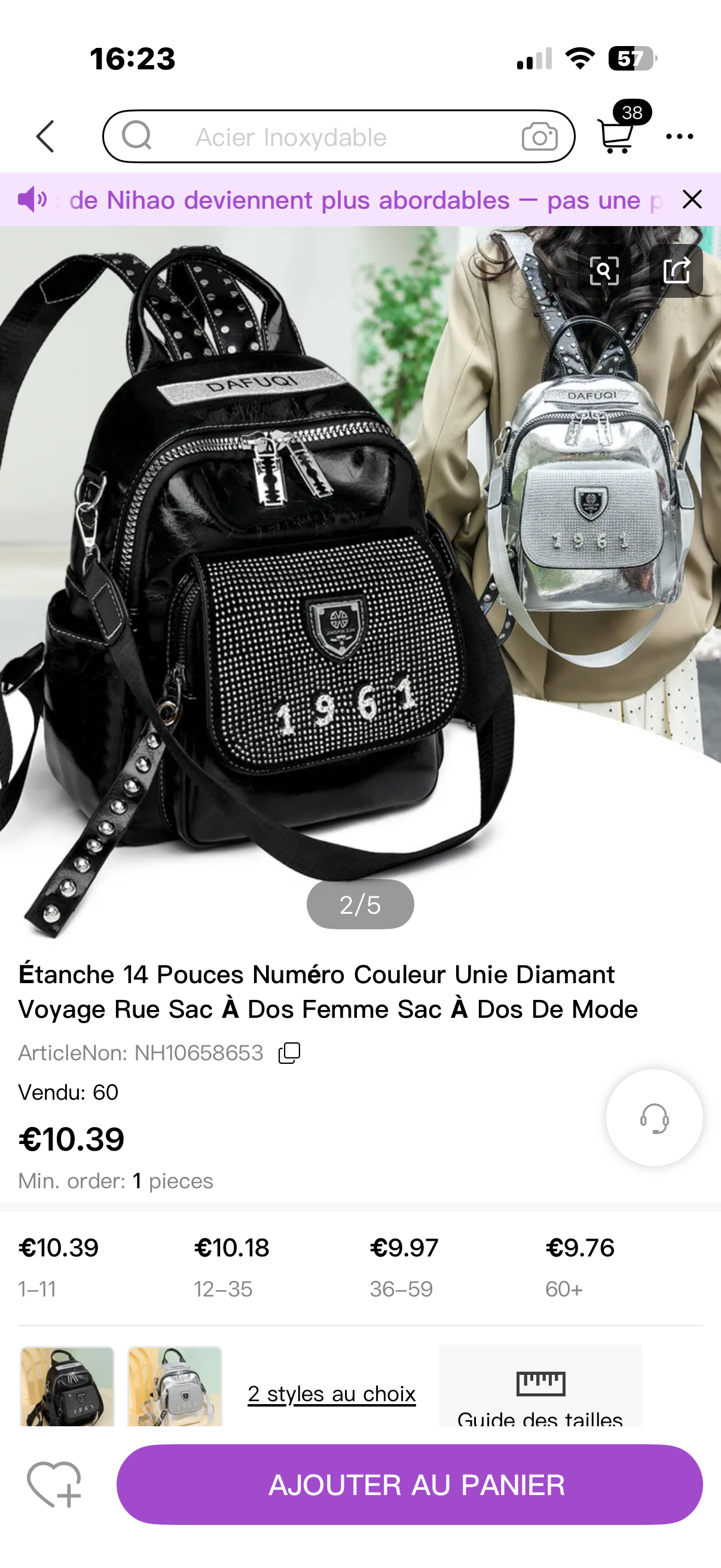 Bracelet Italien élastique traditionnel Noir