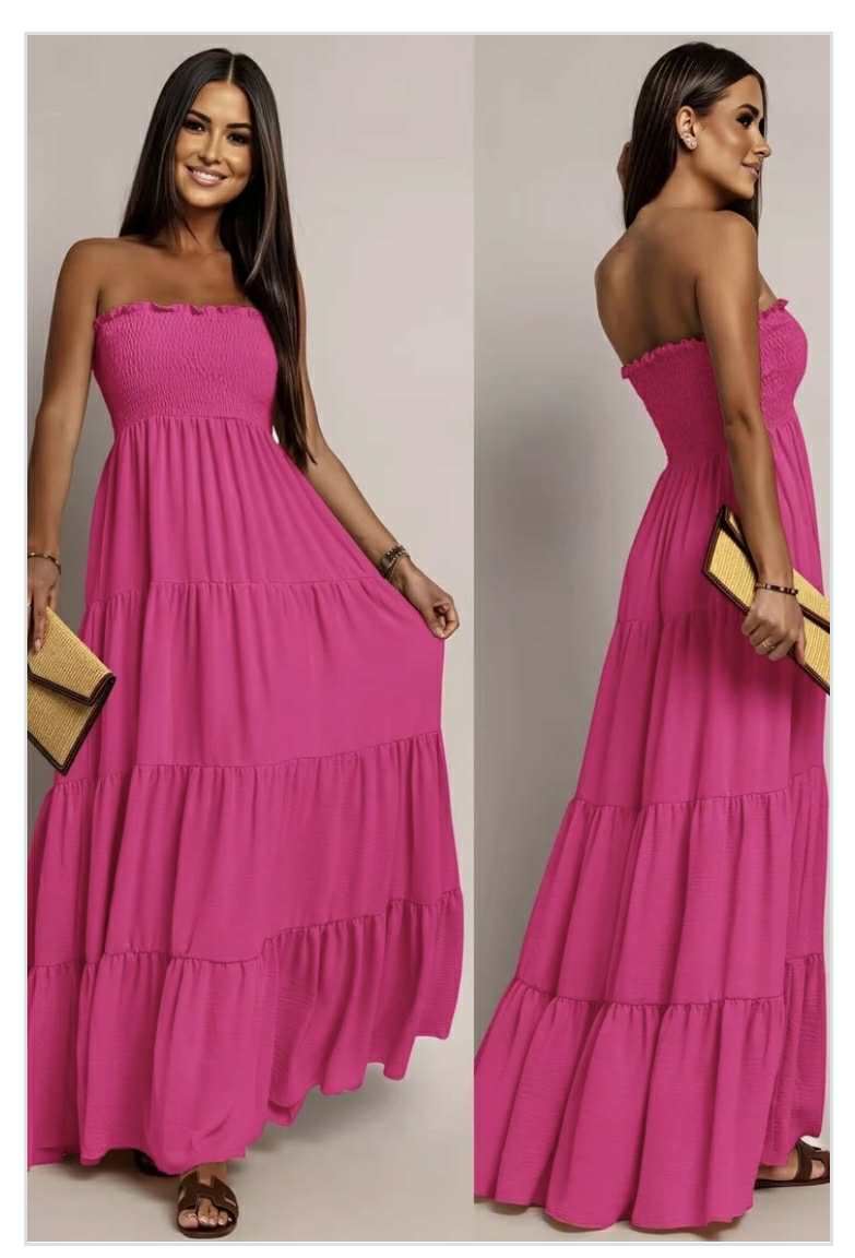 Longue robe Magique  bustier à volant ISSYMA