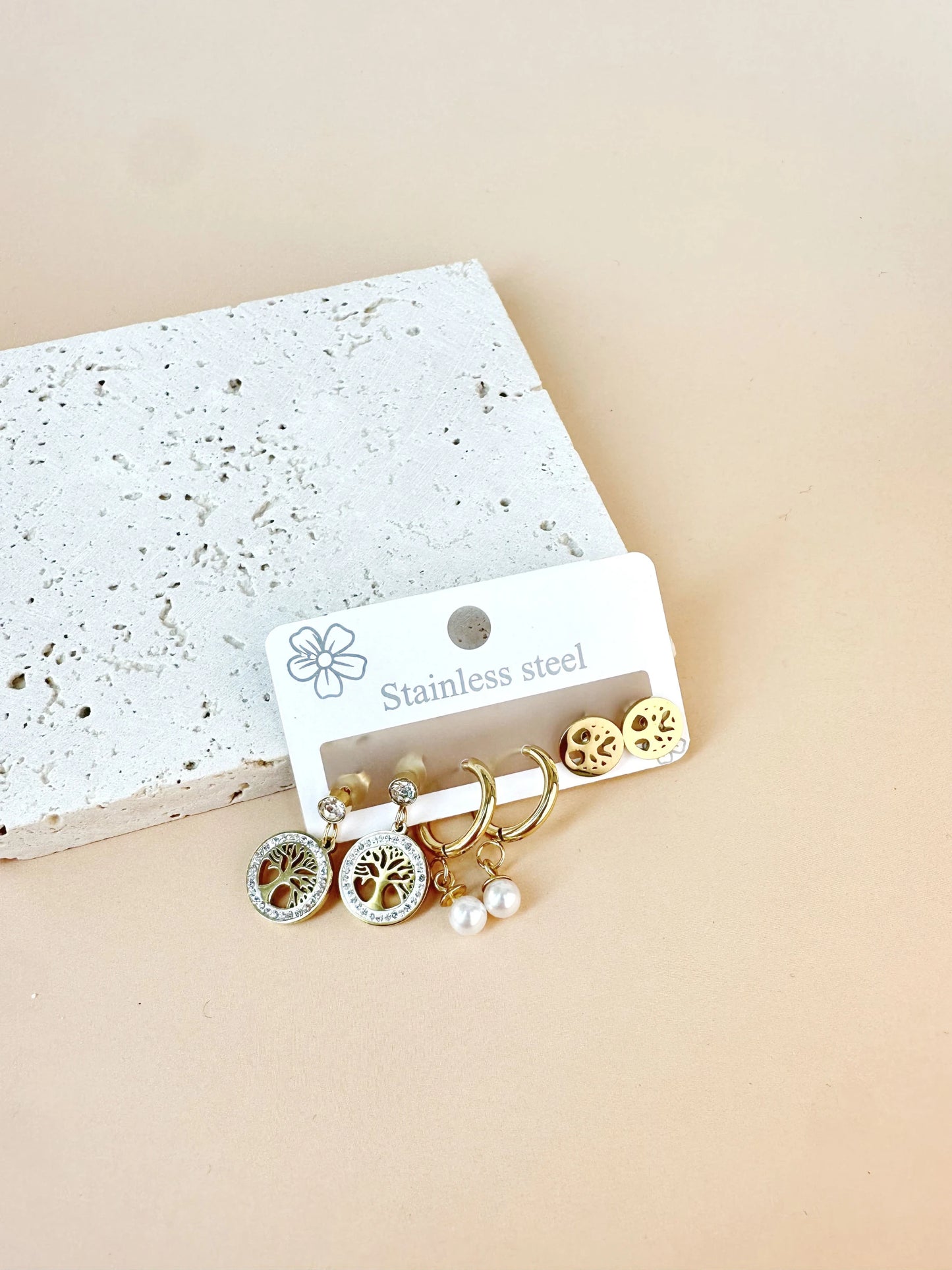 3 Paires de Boucles d'oreilles Acier inoxydable