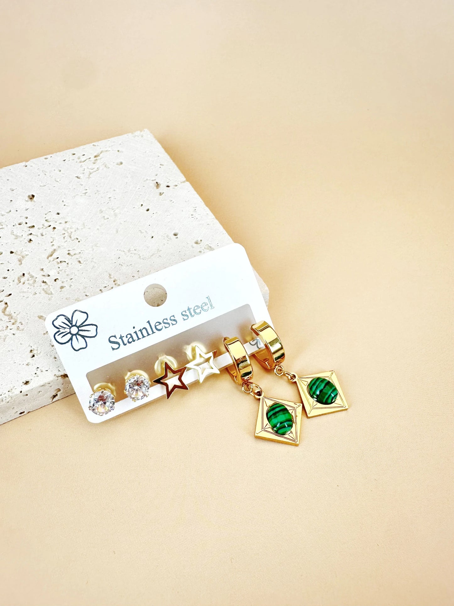 3 Paires de Boucles d'oreilles Acier inoxydable