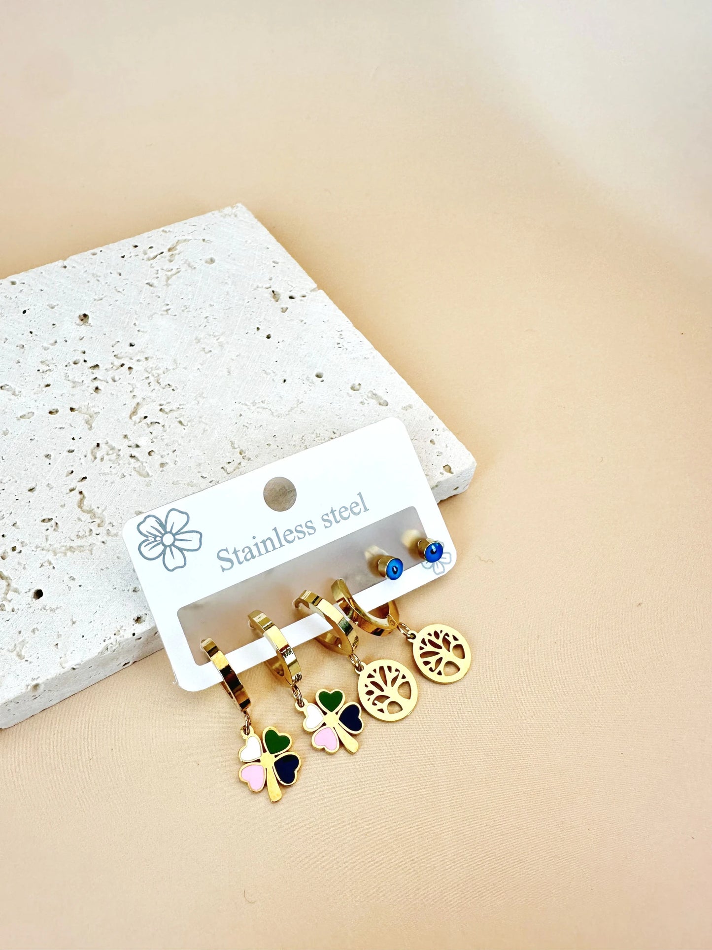 3 Paires de Boucles d'oreilles Acier inoxydable