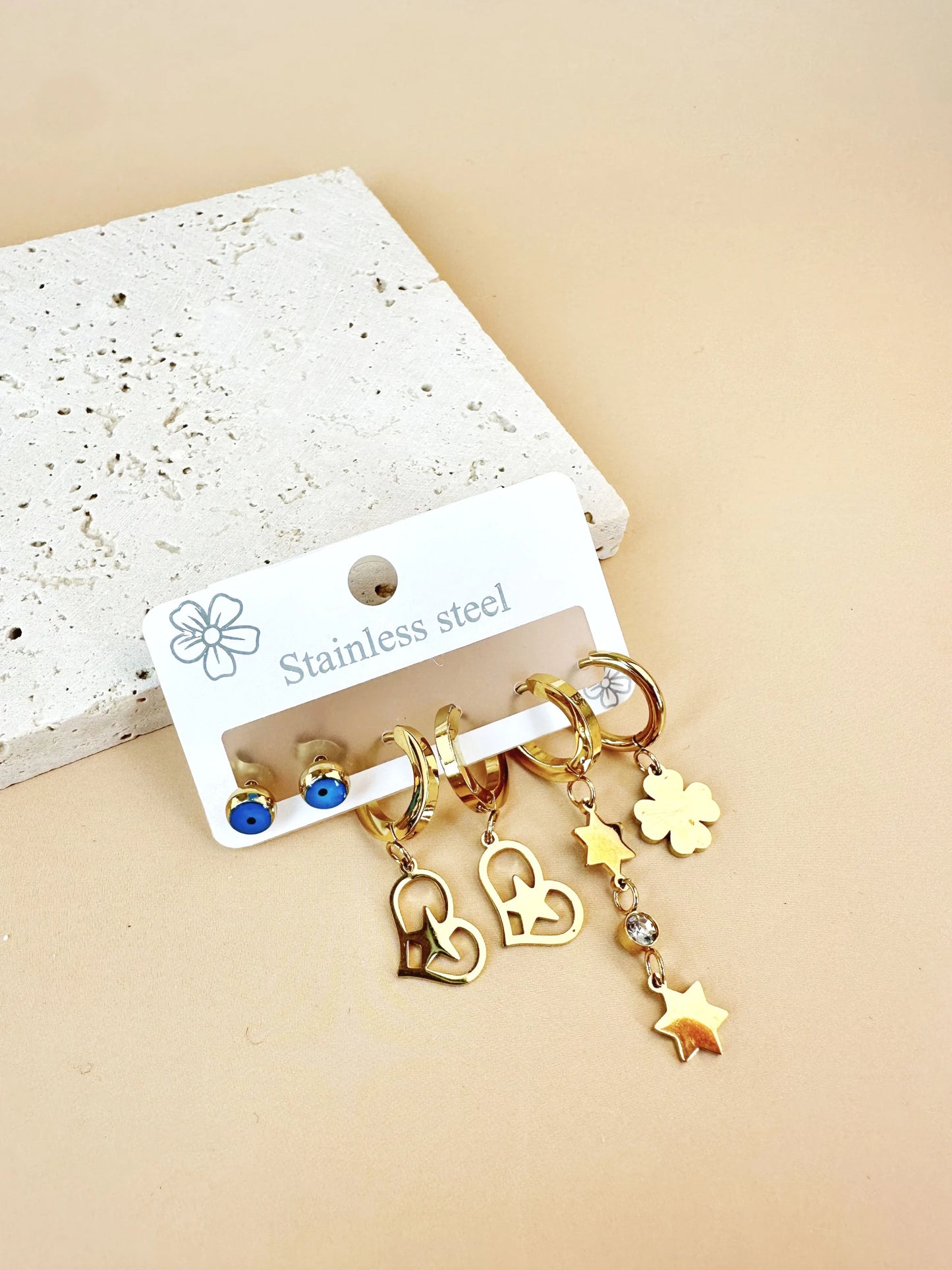 3 Paires de Boucles d'oreilles Acier inoxydable