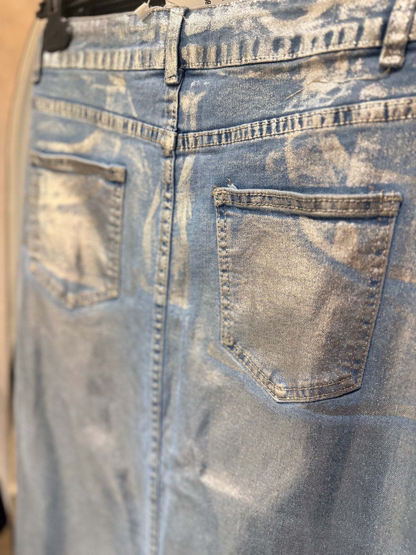 Jupe en jeans effet metallic