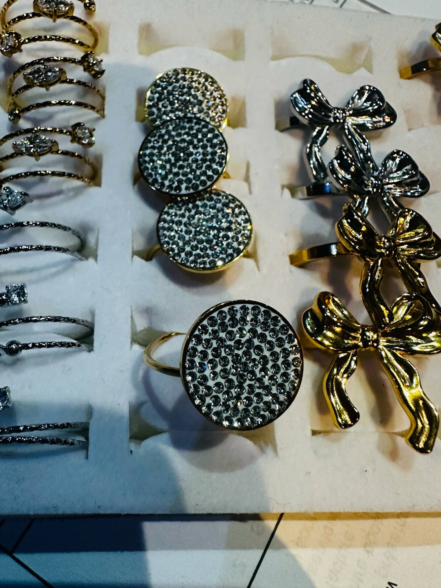 H&T Bijoux - Bague pleine lune à strass ajustable acier inoxydable