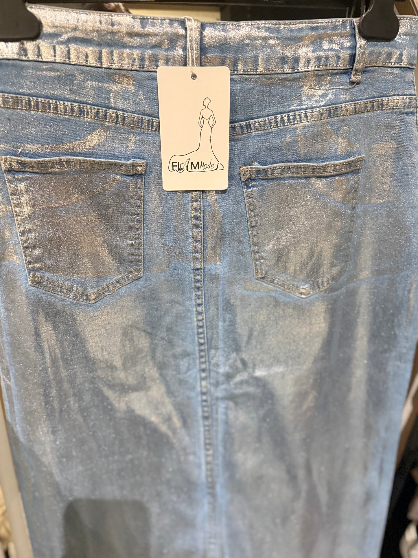Jupe en jeans effet metallic