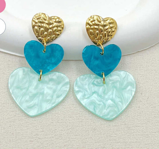 BOUCLES D'OREILLES EN ACIER INOXYDABLE,RESINE COEURS