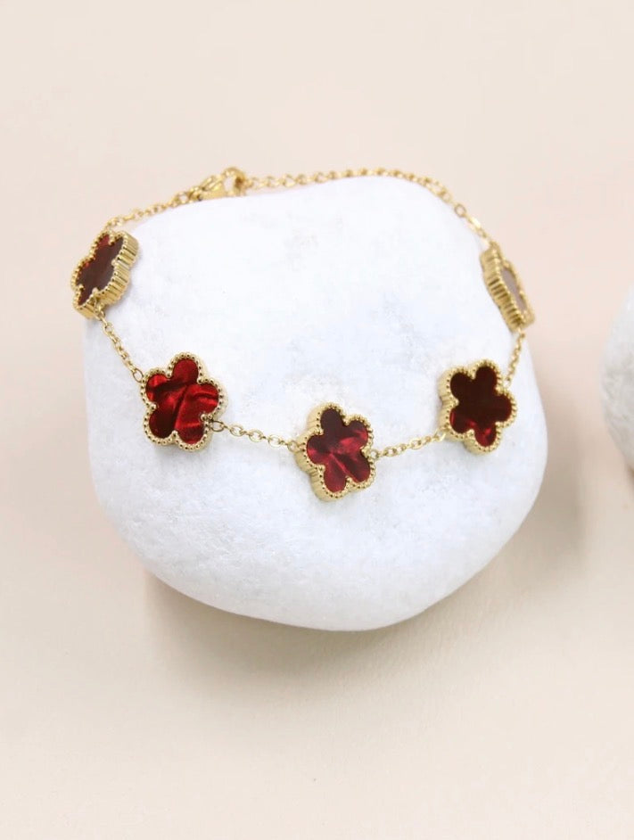 Bracelet Trèfle en Nacre et Acier Inoxydable - Élégance et Raffinement