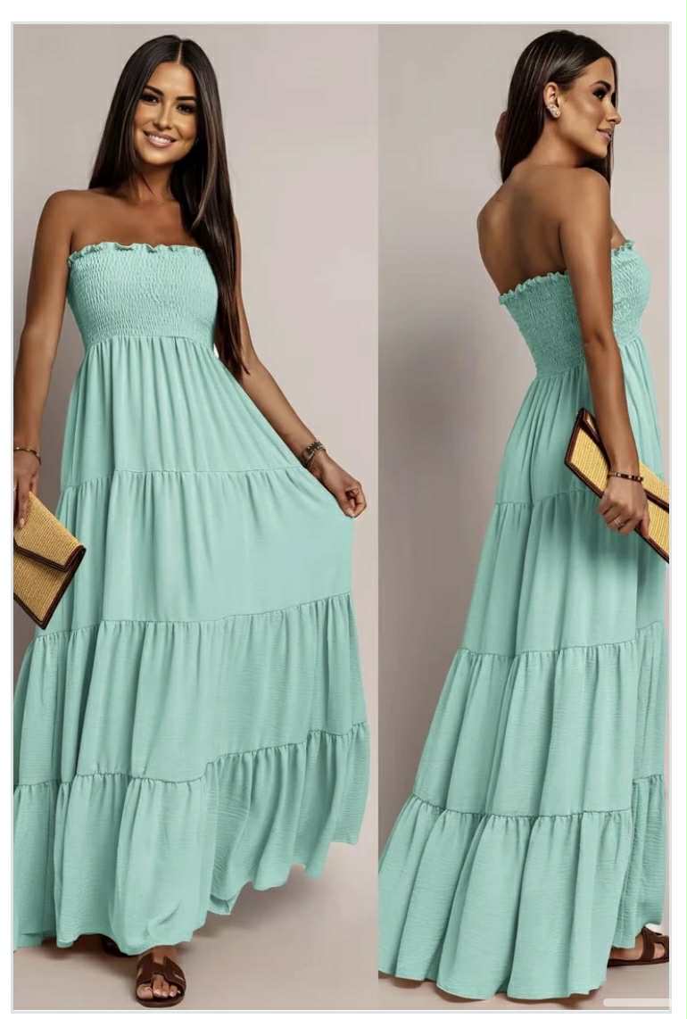 Longue robe Magique  bustier à volant ISSYMA