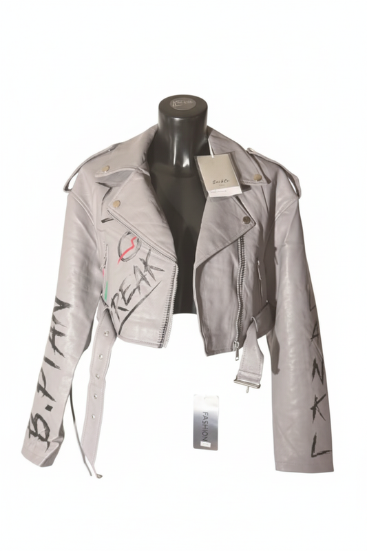 Veste Perfecto Tag gris similicuir