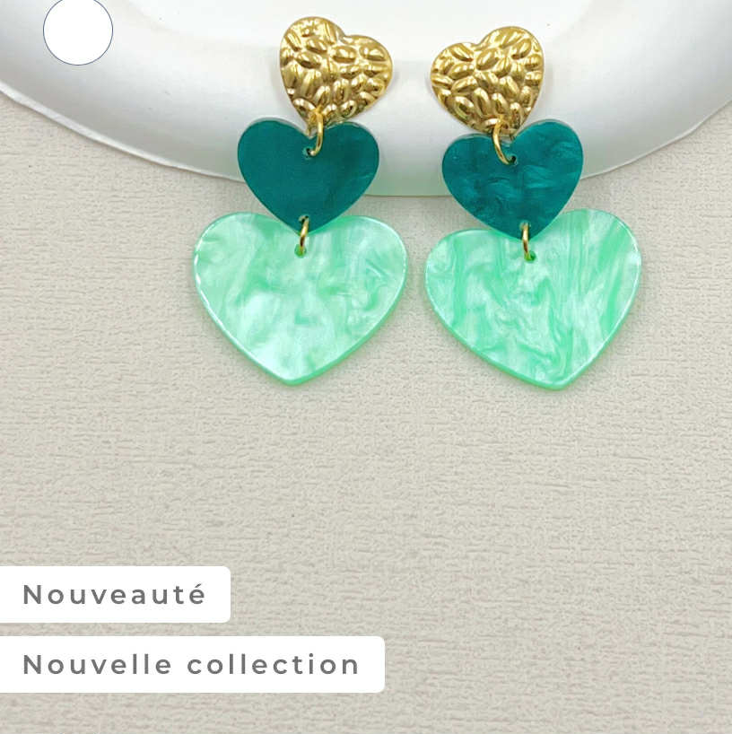 BOUCLES D'OREILLES EN ACIER INOXYDABLE,RESINE COEURS