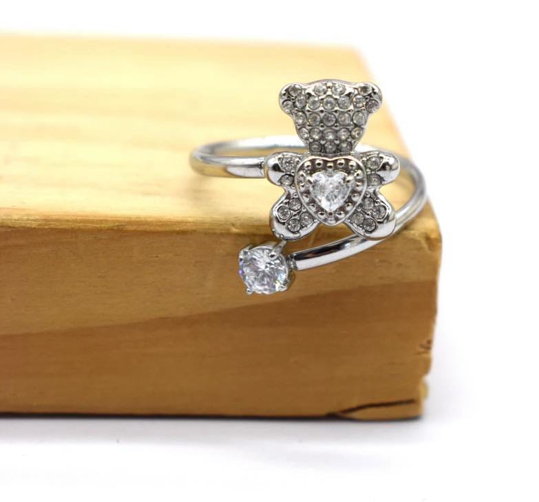 Bague nounours ajustable en acier inoxydable