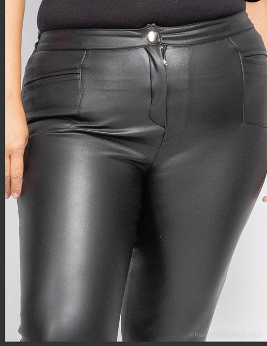 Pantalon en similicuir grande taille