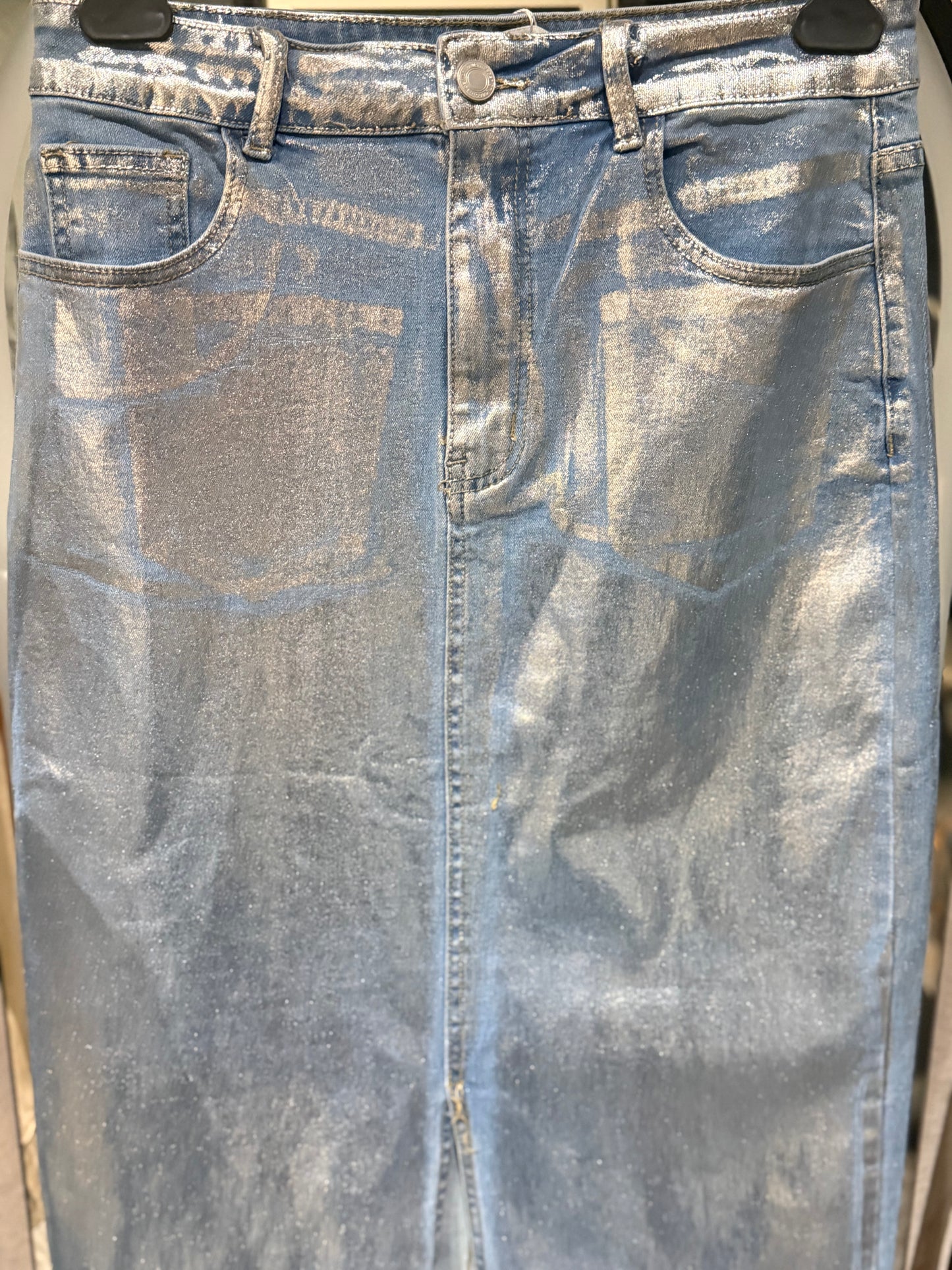 Jupe en jeans effet metallic