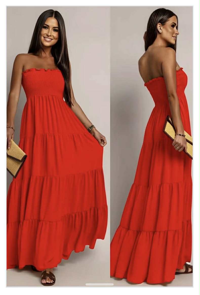 Longue robe Magique  bustier à volant ISSYMA