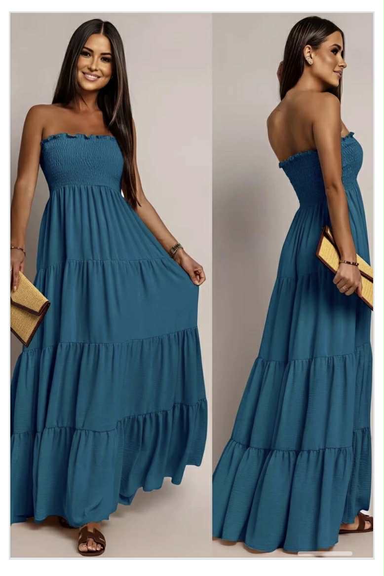 Longue robe Magique  bustier à volant ISSYMA