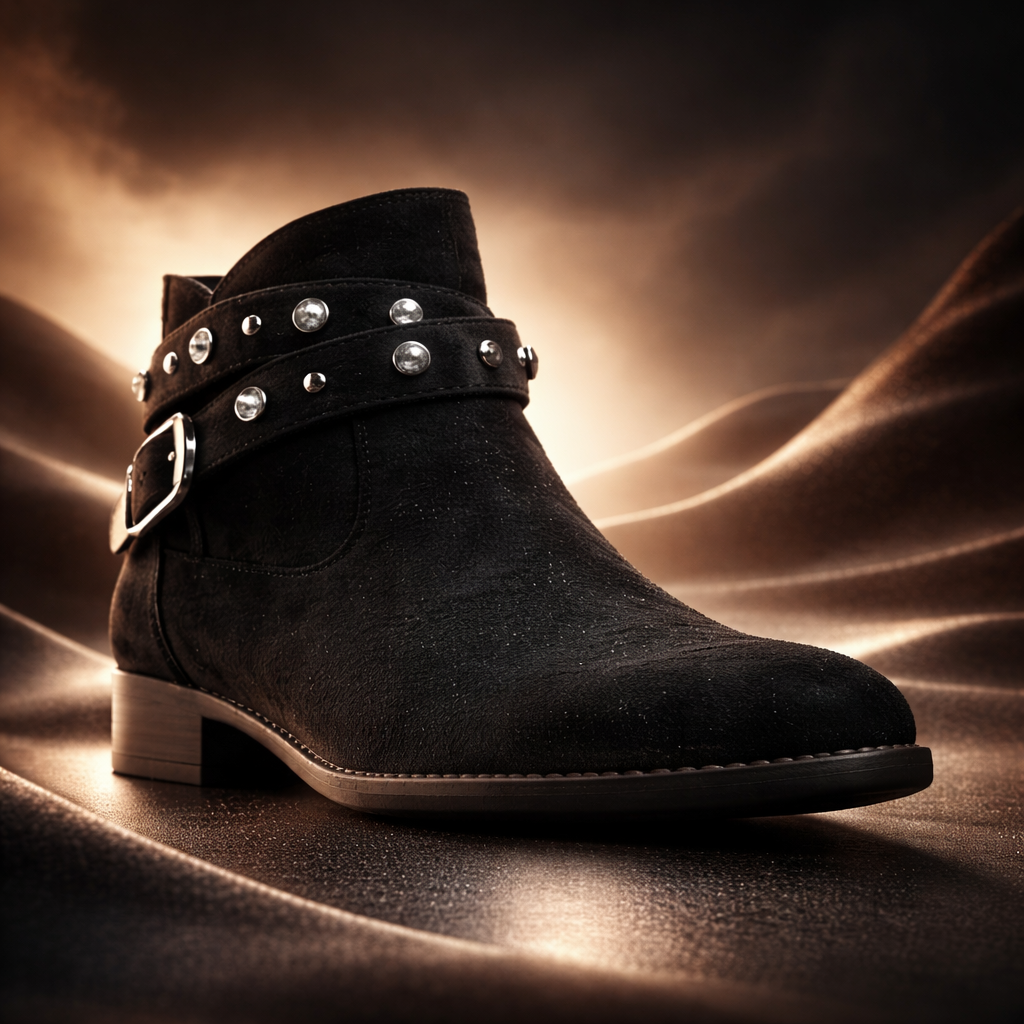 Bottines en daim Black à strass